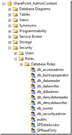 Central admin content database without GUID security roles